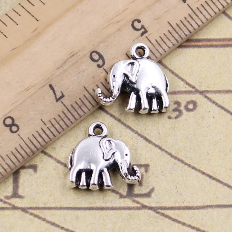 20pcs Charms Lovely Elephant 14x14mm Tibetan Pendants Antique Jewelry Making DIY Handmade Craft For Bracelet Necklace