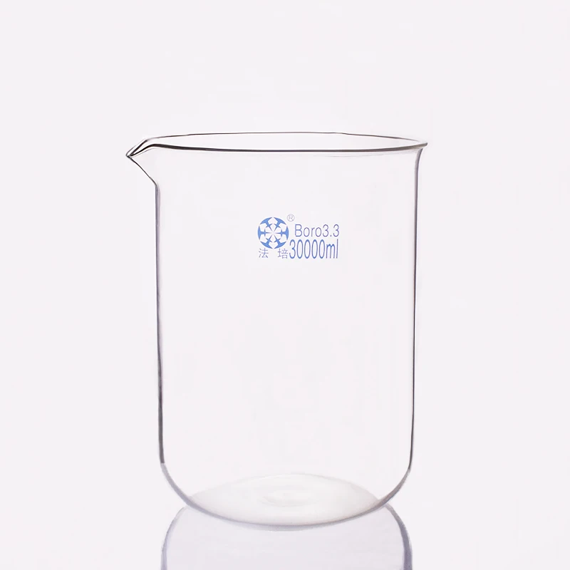 FAPE Laboratory beaker in low form, Capacity 30000mL, Outer diameter about 330mm, Height about 450mm, Borosilicate glass