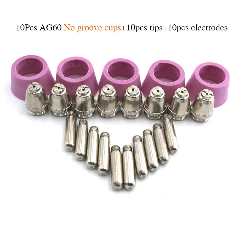 30 Pcs Inverter Dc Lucht Plasma Cutter Ag-60 Snijbrander/Pistool Hoofd Verbruiksartikelen CUT40/50/60A Tips Elektroden Groef Shiled Cups