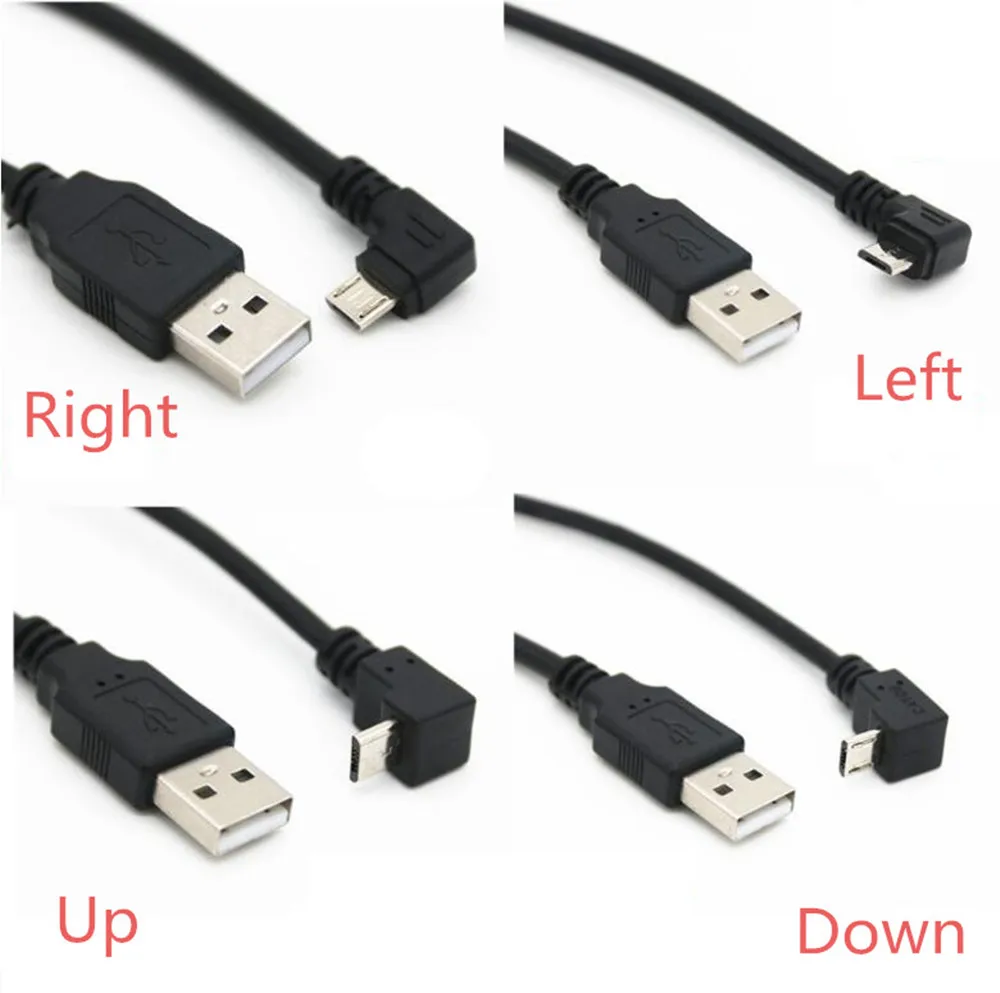 

Up & Down & Left & Right Angled 90 Degree USB Micro USB Male to USB male Data Charge connector Cable 25cm-500cm for Tablet