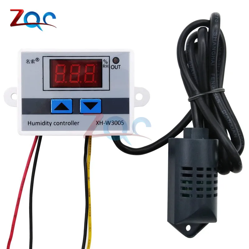 XH-W3005 LED Digital Humidity Controller 220V 12V 24V Hygrometer Humidity Control 0 -99%RH Hygrostat SHT20 Humidity Sensor Probe