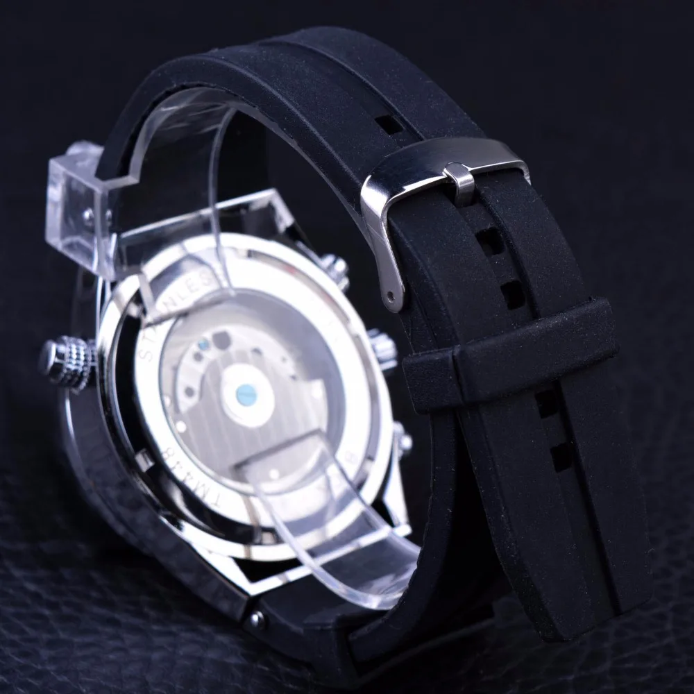 Jaragar Mens Orologi Top Brand di Lusso Automatico Vigilanza di Sport di Modo di Squalo Linee di Design di Gomma Fascia Tourbillion di