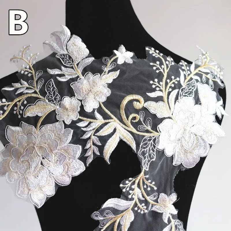 Stickerei-Spitzenapplikation zur Dekoration von Hochzeitskleidern, DIY-Kleidungszubehör, kann zur Hochzeitskleiddekoration verwendet werden, neue Mode. – Detail 6