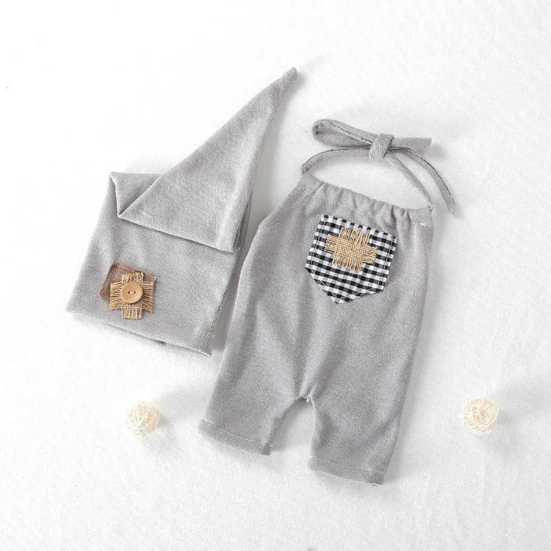 

Handmade Baby Clothing Set Newborn Romper Set Baby Outfits Photography Props Baby Sleeper Hat Baby Nightcap Infant Bonnet Props