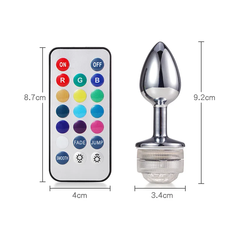 LED Colorful Light Metal Anal Plug NO Vibrator Masturbator For  Adult Game Anal Dildo Erotic Toys Intimate Goods Vagina Massager