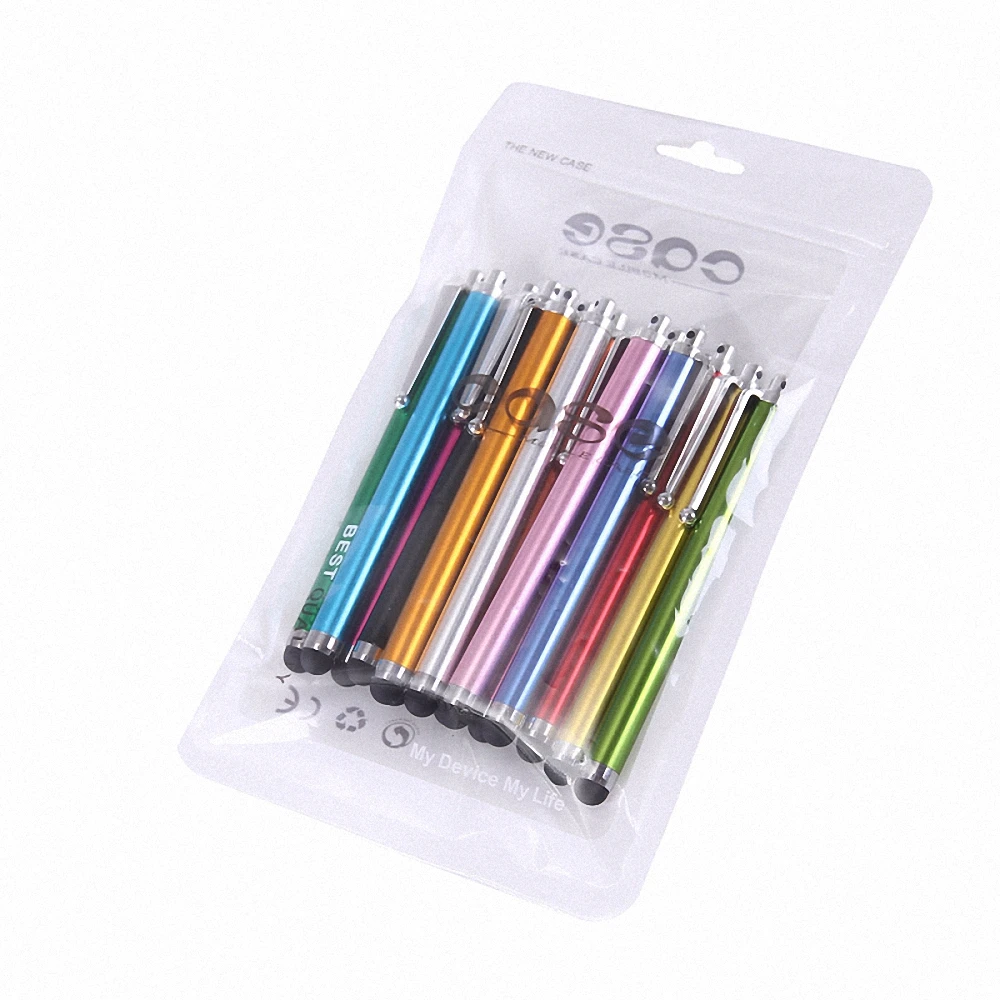 10Pcs/Set Capacitive Pen Colorful Metal Touch Screen Stylus Pens for Iphone XR XS MAX Samsung Smart Phone Tablet Drop Shipping
