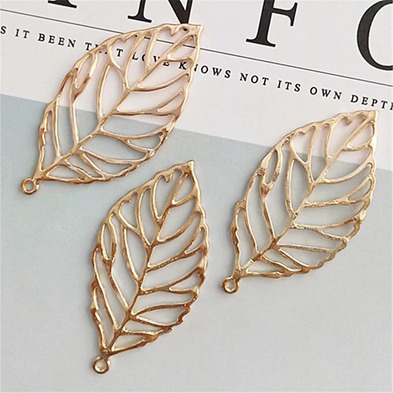 50pcs 14*24mm 21*52mm Gold Color Big Hollow Leaf  Pendant Charms Metal leaves Jewelry Findings for DIY Handmade Jewelry Making