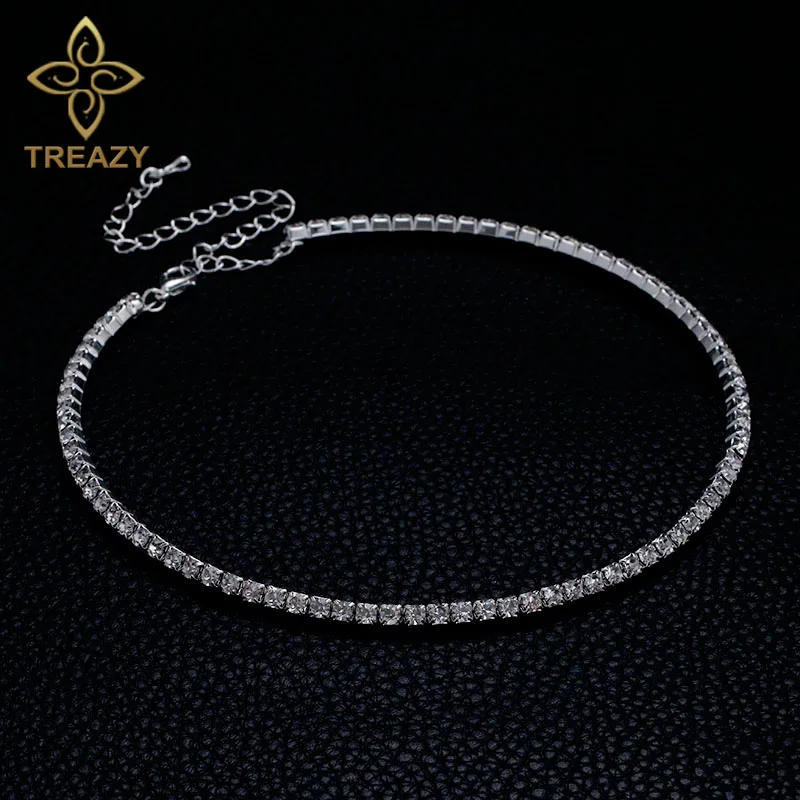 TREAZY Circle Crystal Bridesmaid Bridal Jewelry Sets Silver Color Rhinestone Wedding Necklace Earrings Bracelet Sets for Women