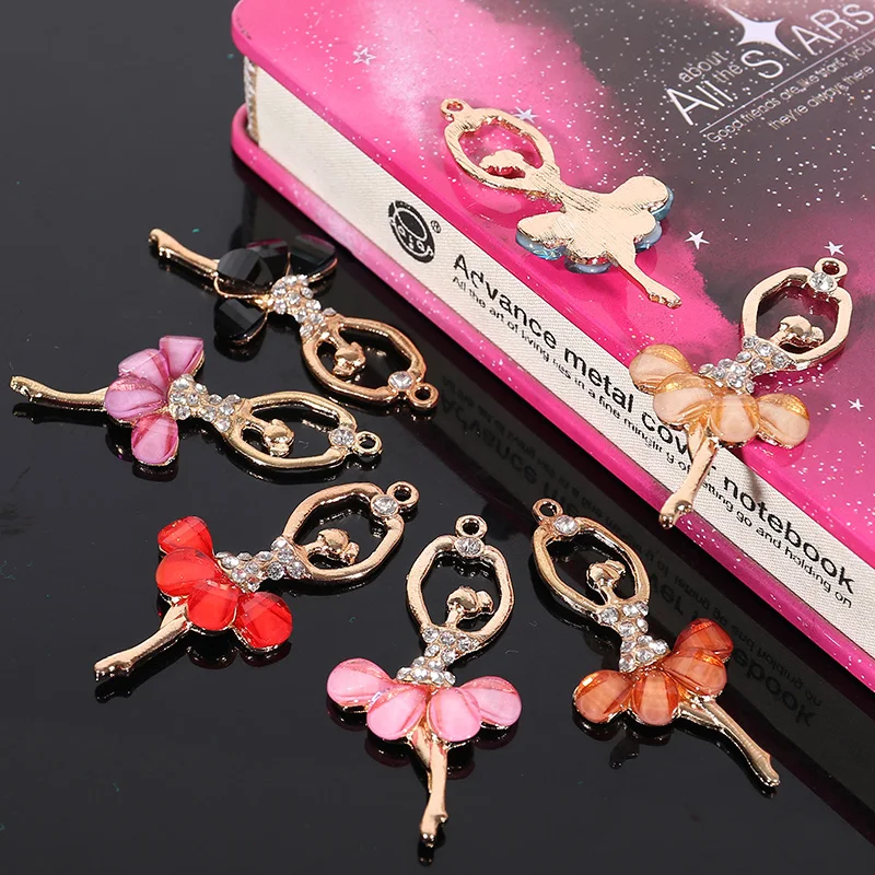 2017New 80Pcs Ballet Dancing Girl Rhinestone Pendants/Button for DIY Hair Accessories and Necklace Decoration ZJ100