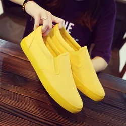 Candy Color canvas shoes  New Spring Summer Yellow breathable boys Slip-On low to help mens casual girls shoes eur35-44