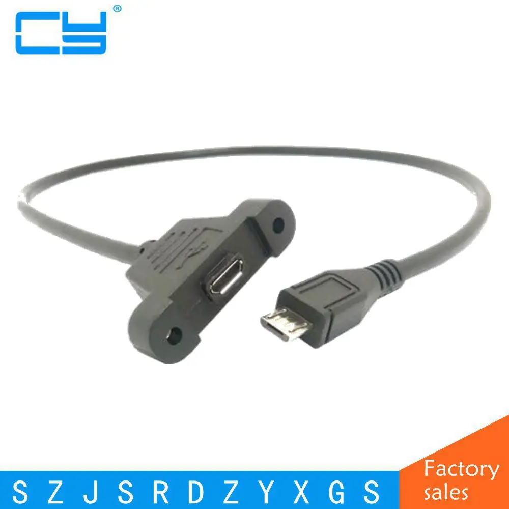 Micro-USB 5-контактный разъем Micro USB 2.0 «папа» к «мама» Micro USB 2.0 Удлинительный кабель 30 см 50 см с винтами Отверстие для монтажа на панели