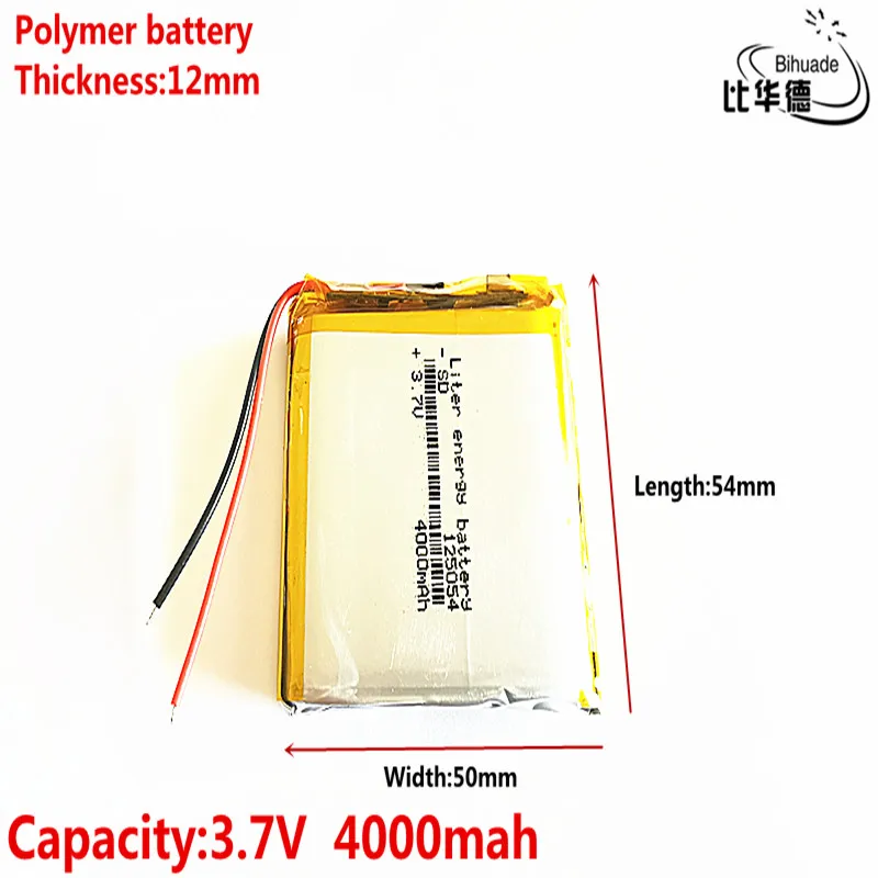 BIHUADE Free Shipping 3.7V 4000mAh 125054 lithium polymer battery MP3 MP4 navigation instruments small toys