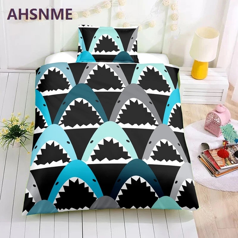 

AHSNME Special Promotion! ! ! Shark Dental Bedding Set Fish Quilt Cover Home Textiles USA and Australian and European Sizes