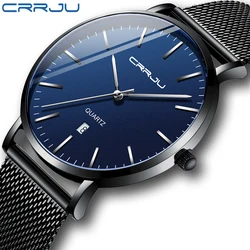 Relogio Masculino Nuovo CRRJU di Modo Mens Orologi Top Brand di Lusso di Affari Blu Mens Orologio Al Quarzo Casual Impermeabile Freddo Della Vigilanza