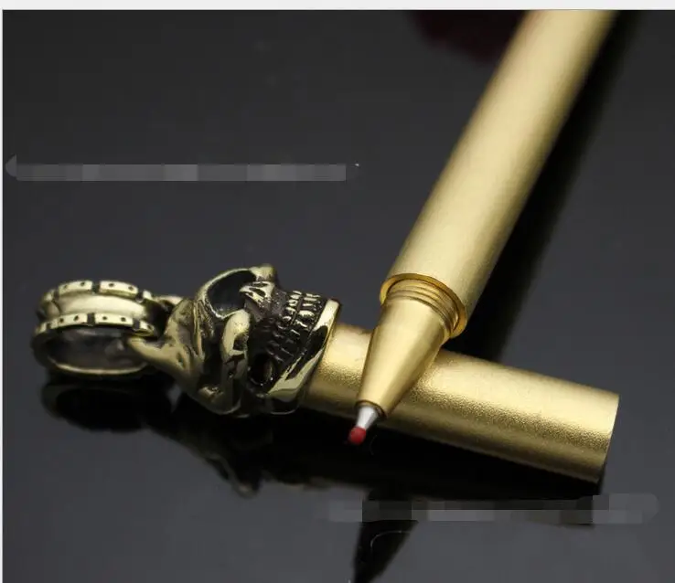 Pure Copper Brass Home Decorations Skull long 150mm brass pen  Wholesale 1 PC