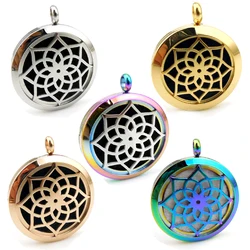 With Chain Gift Lotus 20mm 25mm 30mm Stainless Steel Essential Oils Aromatherapy Locket Perfume Diffuser Necklace