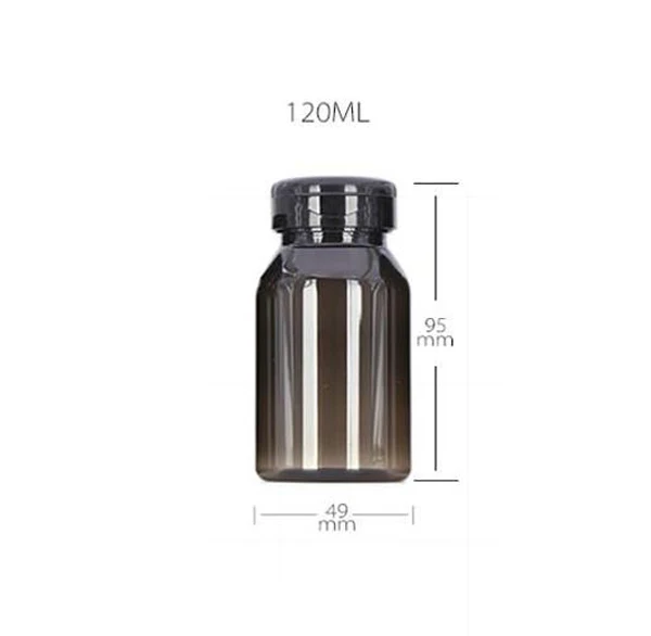 100pcs 120ml Translucent Black PET Medicine Bottles, Capsules/Pills/Powder/Vitamin Plastic Bottles--Can Print Logo On Bottles