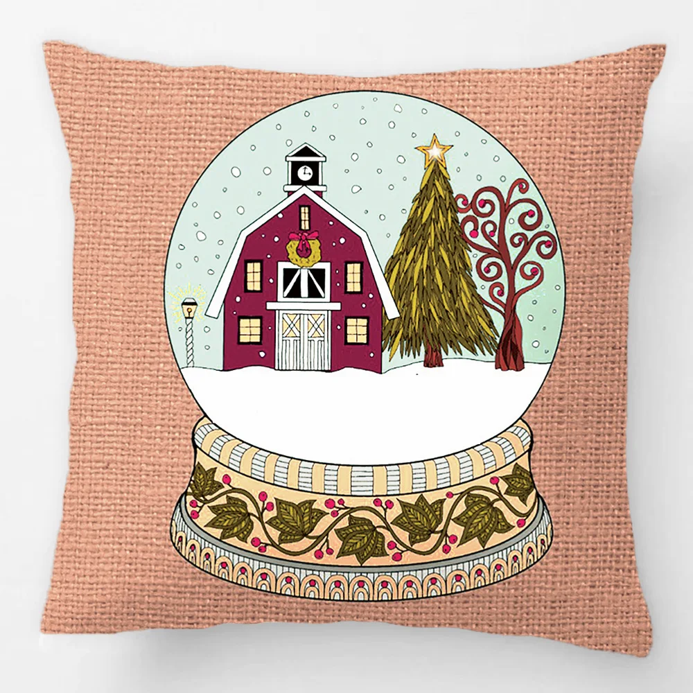 Farm Christmas Snow Globe Throw Pillow Case Decorative Cushion Cover Pillowcase Customize Gift By LVSURE For Car Sofa Seat