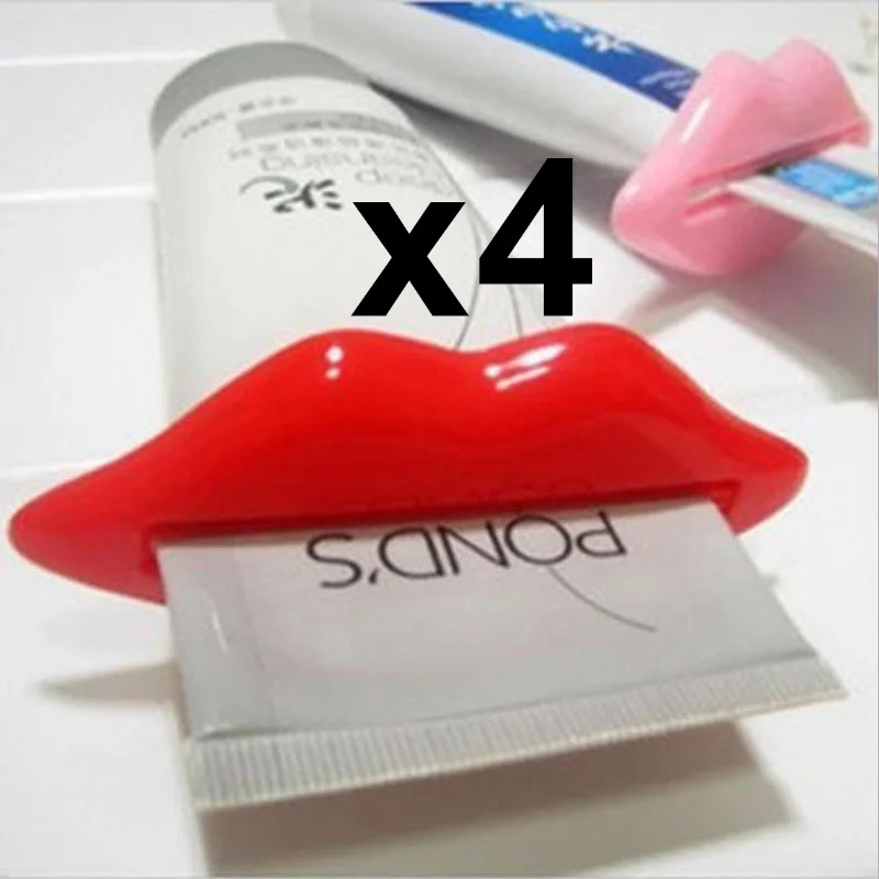 4Pcs Top Sale Sexy Hot Lip Kiss Bathroom Tube Dispenser Toothpaste Cream Squeezer Home Tube Rolling Holder Squeezer