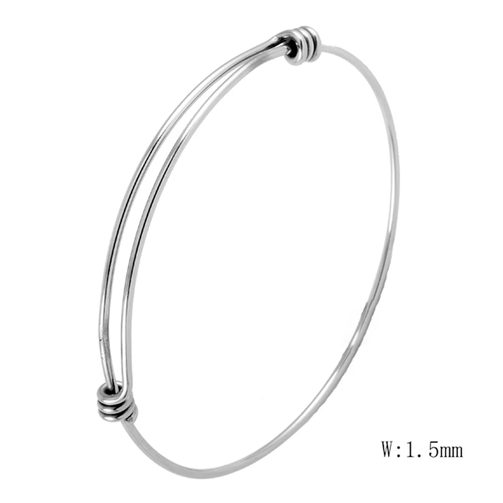 MJB0214 1.5mm Classic Jewelry Adjustable Wiring Bangle Expandable Bracelets Stainless Steel Memorial Gifts