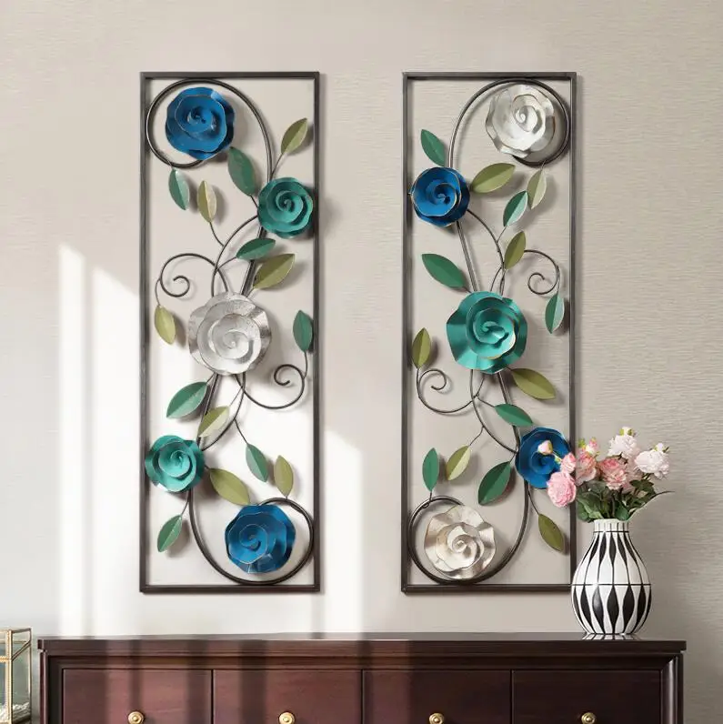 

European Wrought Iron Wall Hanging 3D Flowers Wall Crafts Home Livingroom Wall Decoration Restaurant Porch Aisle Wall Ornaments