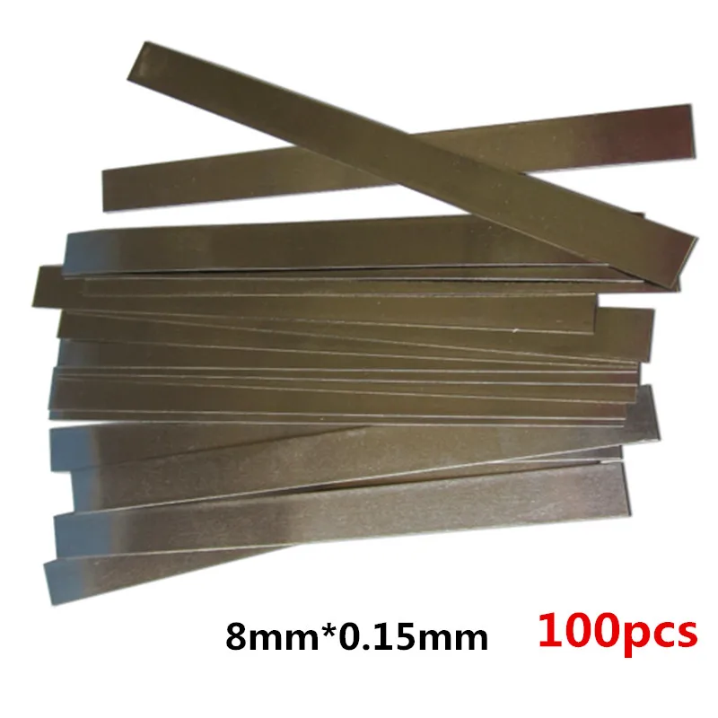 

100pcs 0.15mm x 8mm x 100mm Quality 99.96% Pure Nickel Strip Sheets For Battery Pack Spot Welding Machine Nickel Piece