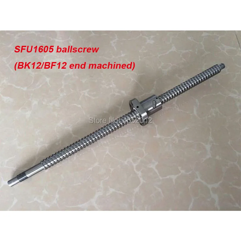 BallScrew SFU1605 L= 650 700 800 900 1000 mm  Rolled Ball screw with single Ballnut for CNC parts BK/BF12 standard end machined