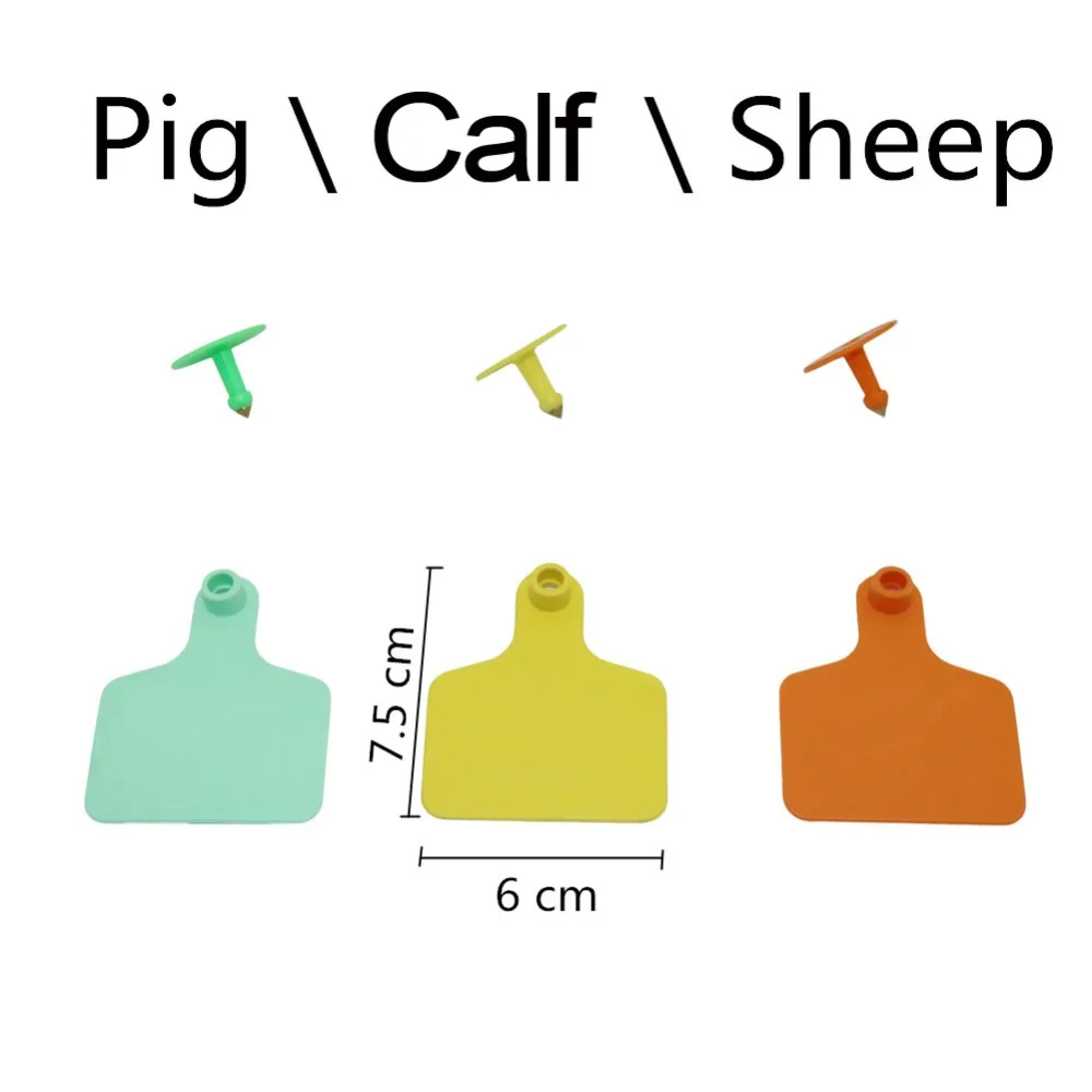 100 Pcs Animal identification ear tag No word calf ear tag Apply to pig Cattle sheep Farm animal feeding tools 75mm x 60mm