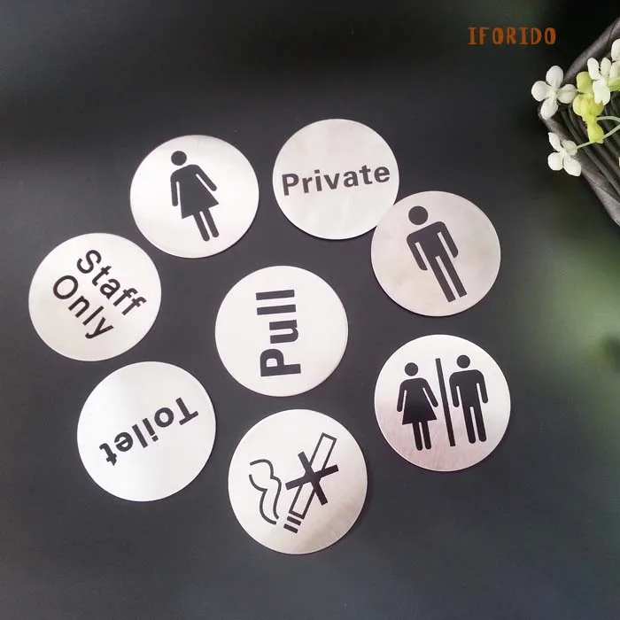 

Round Directional Signage,Guide Sign,Stainless Steel,with Chain,for Hotels,Shopping Malls & Public Places,Restroom Door Sticker