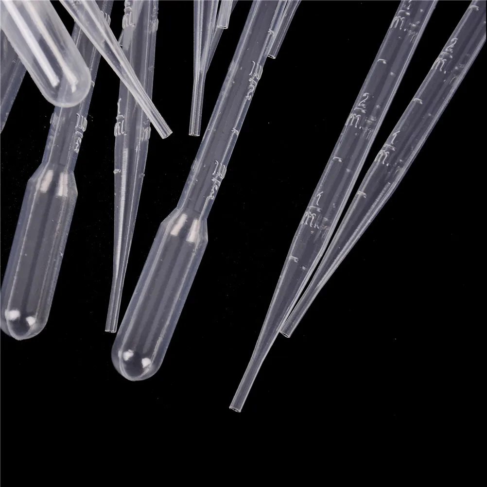 100Pcs 3ML Transparent Pipettes Disposable Safe Plastic Eye Dropper Transfer Graduated Pipettes For Lab Experiment Supplies