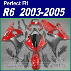 熱い販売ボディワーク用ヤマハr6フェアリングキット2003 2004 2005赤黒マットグレーフェアリングyzfフェアリング03 04 05