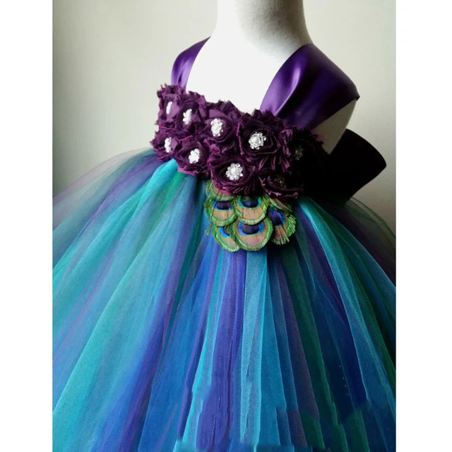Flower Girl Dress, Peacock Wedding, Peacock Tutu Dress, Outfit of Choice, Blue Tutu Dress, Purple Tutu Dress, Peacock Feathers, 3T, shop 4T, 5T