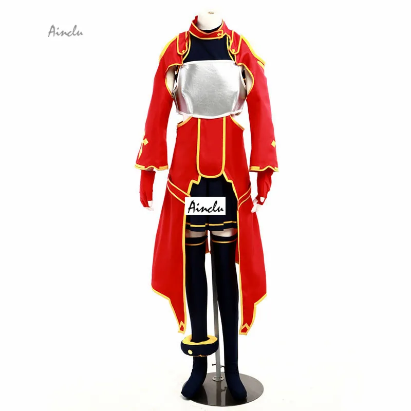 

Ainclu Costume Sword Art Online Sirika Silica Red Version Halloween Cosplay Costume For kid costume and adult costume