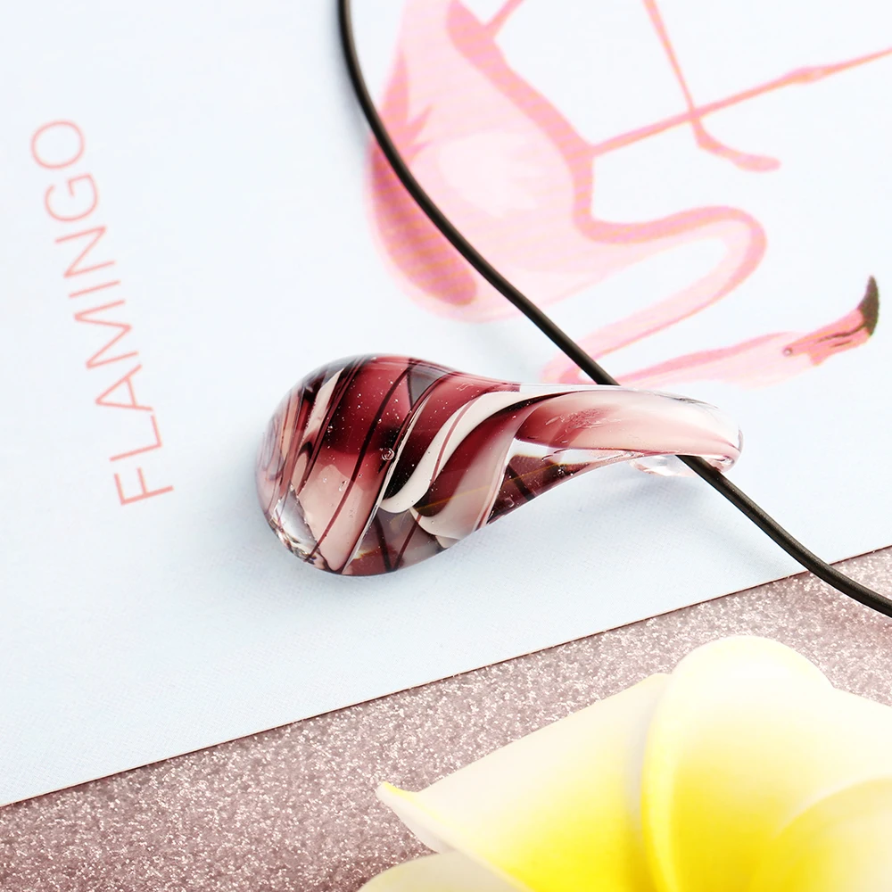 Handmade Lampwork Glass Murano Waterdrop Pendant Necklace Elastic Cord Crystal Necklace Trendy Fashion Party Jewelry Women