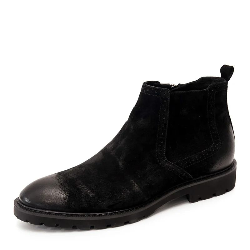 

Men Cow Suede Leather Chelsea Boots Ankle Handmade Luxury Trainers Spring Wedding Shoes Zip Male Business Casual Shoes Boots
