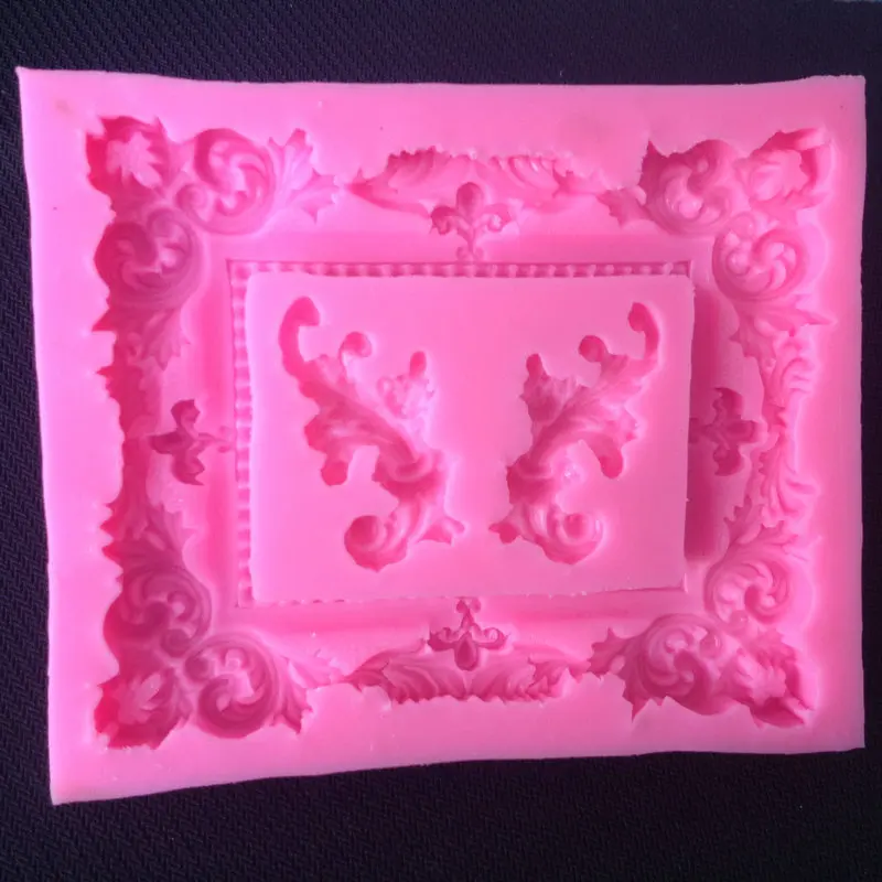 Big Victorian Embellishment Frame Silicone Cake Mold Fondant Molds Cupcake Mould Soap Mold ChocolateConfeitaria E736