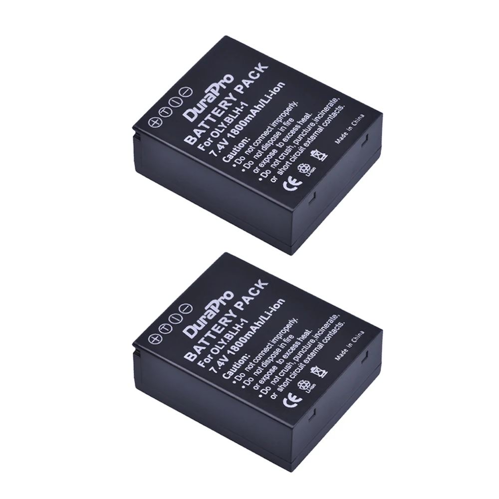 Durapro 2pc 1800mAH BLH-1 BLH1 BLH 1 Replacement Li-ion Battery for Olympus E-M1 Mark II EM1-2 EM1 Mark Camera Bateria