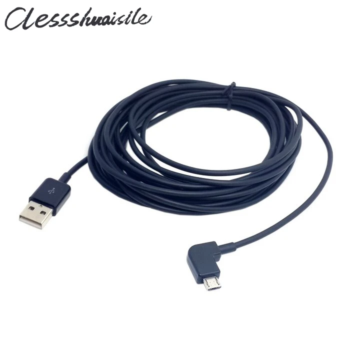 Left angled 90 degree Micro USB Male to USB Data Charge Cable 0.2 1 2 3 5 meters 20cm 1m  for Tablet 500cm Black