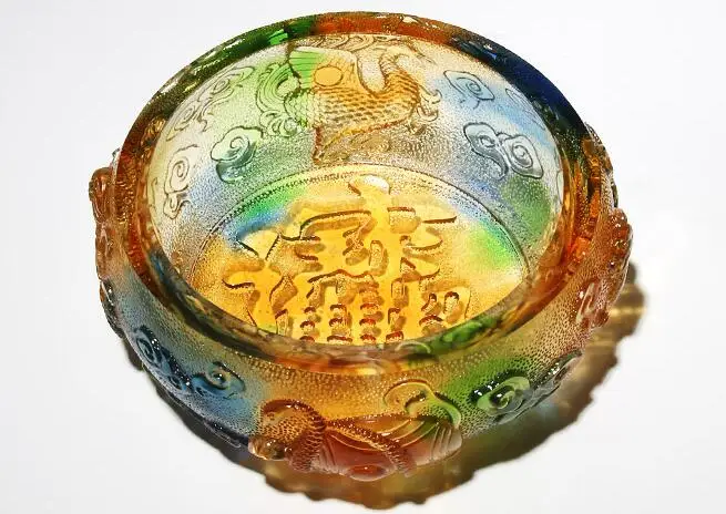 new Glass craft cornucopia feng shui living room office desk decoration