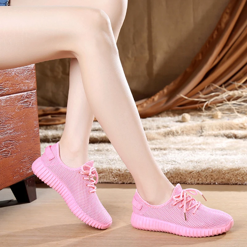 Women Casual Shoes Summer 2020 White Mesh Candy Colors Flats Shoes Woman Fashion Breathable Soft Women Sneakers