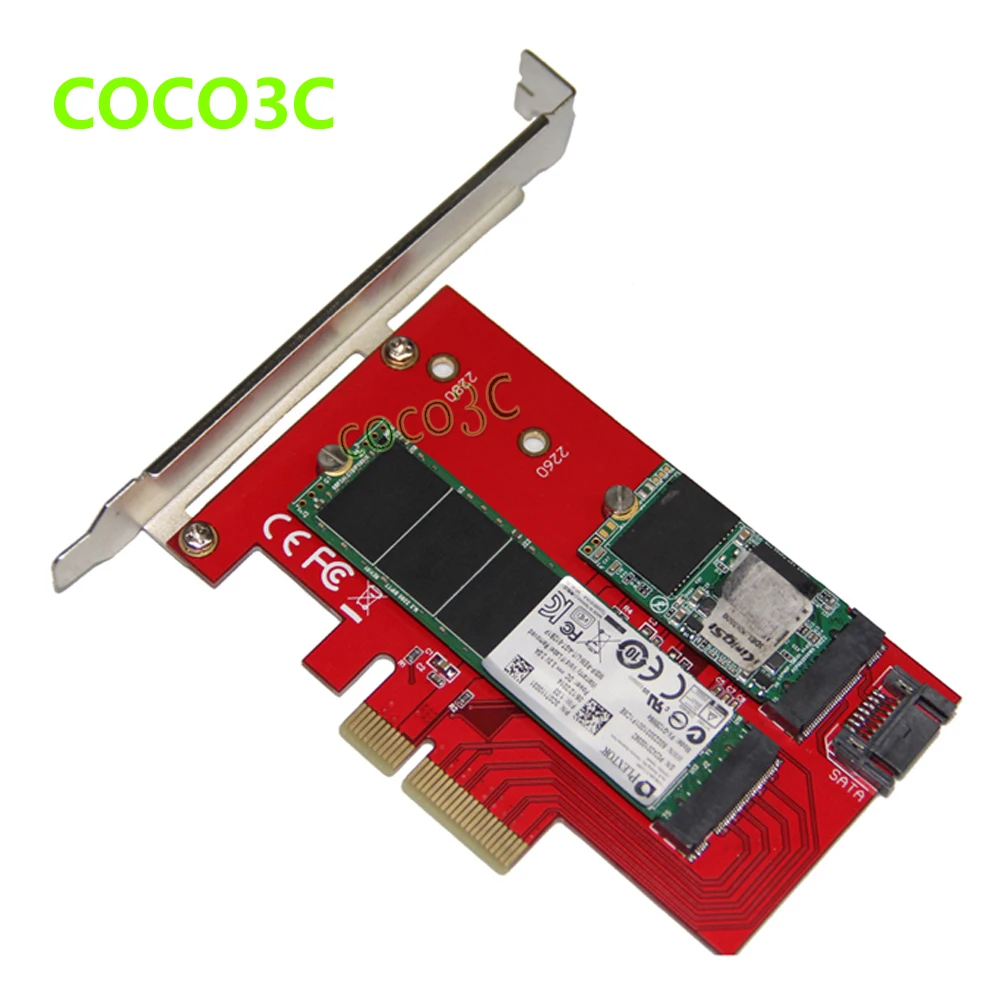 

2 in 1 PCIe 4x to M Key NGFF SSD Card Desktop SATA 6Gbps to B Key M.2 SSD adapter for Intel Pro 1500 series