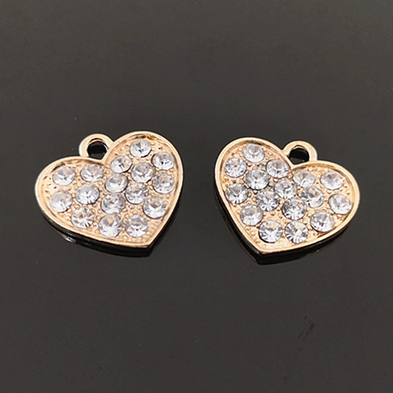 

2018New 100pcs Alloy Heart Rhinestone Button for DIY Earring or Necklace Pendants and Hair Accessoriess HZ385