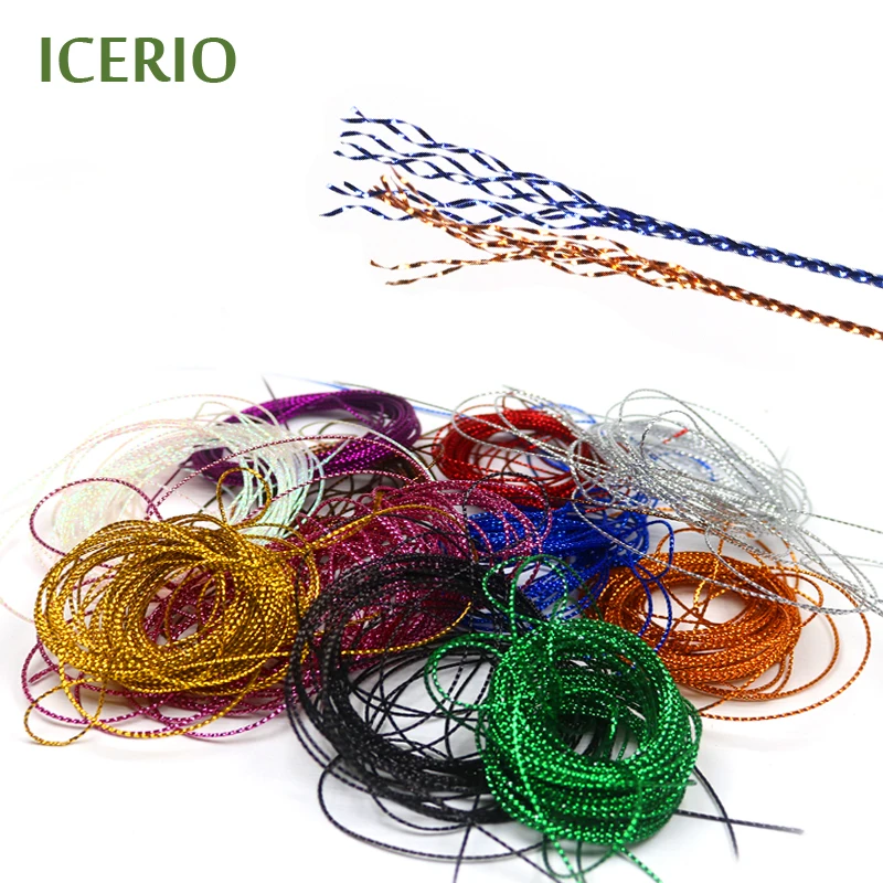 ICERIO 5m/Pack Fly Tying Glitter Rib Chironomid Midge Nymph Braid Lines Fly Tying Materials
