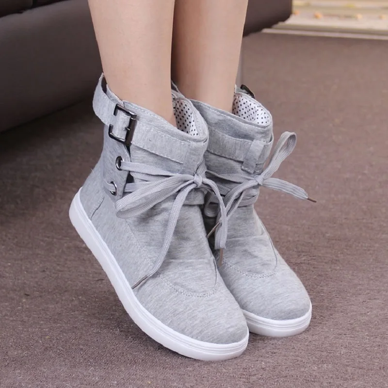 Women Sneakers Autumn 2020 Spring Canvas Women Casual Shoes Lace-Up Women Fashion Boots Platform Flats High top Women Shoes