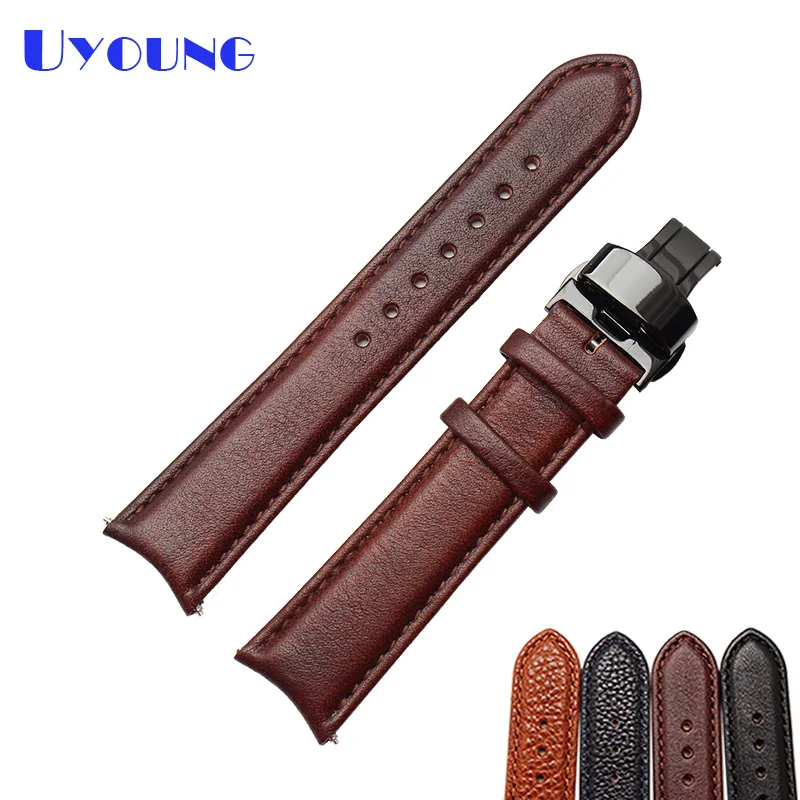 

Black Brown Leather Watchband 20mm senior watch strap Quality Leather Mens Watch accessories wristwatches band