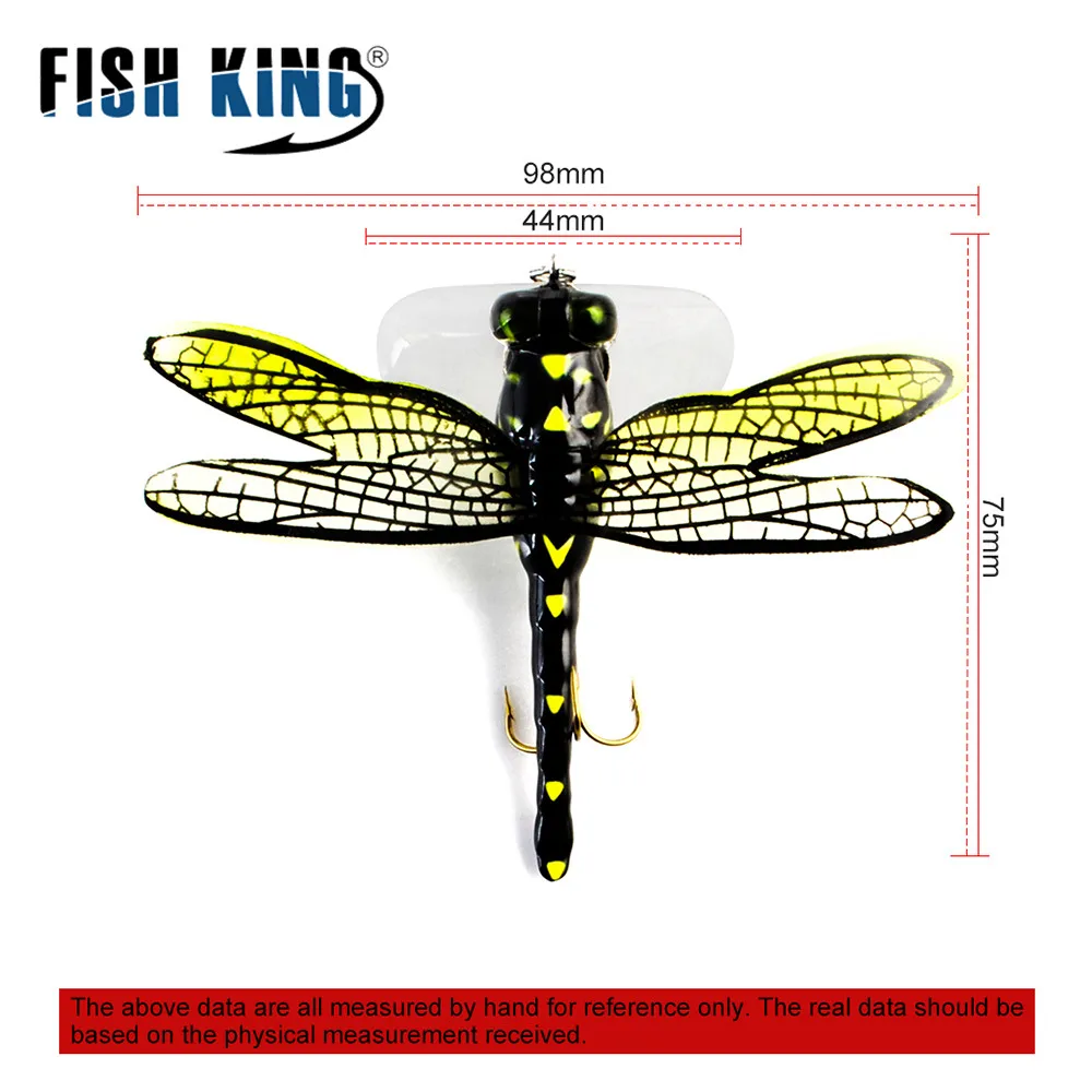 FISH KING 1PC Fishing Bait Lure Hook Weight 6g Length 75mm Life-like Dragonfly Floating Fly Fishing Flies Hairy Hook Insect Lure