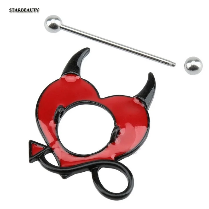 Unique 2 pcs/lot 16G Sexy Devil Nipple Piercing Cute Nipple Rings Black Red Oil Drop Body Piercing Jewelry Pircing Factory Price