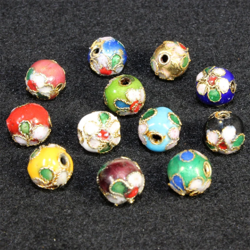 

8mm Cloisonne Beads 100pcs/lot Multi Color Filigree Blue Spacer Loose Beads For DIY Jewelry Crafts Charms Cloisonne Bead