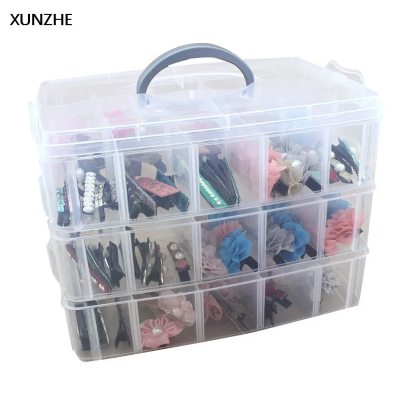 

XUNZHE 1Pcs Transparent Plastic Storage Box 3 Layer Detachable Finishing Box Multi - Function Jewelry Screws Sundries Organizers