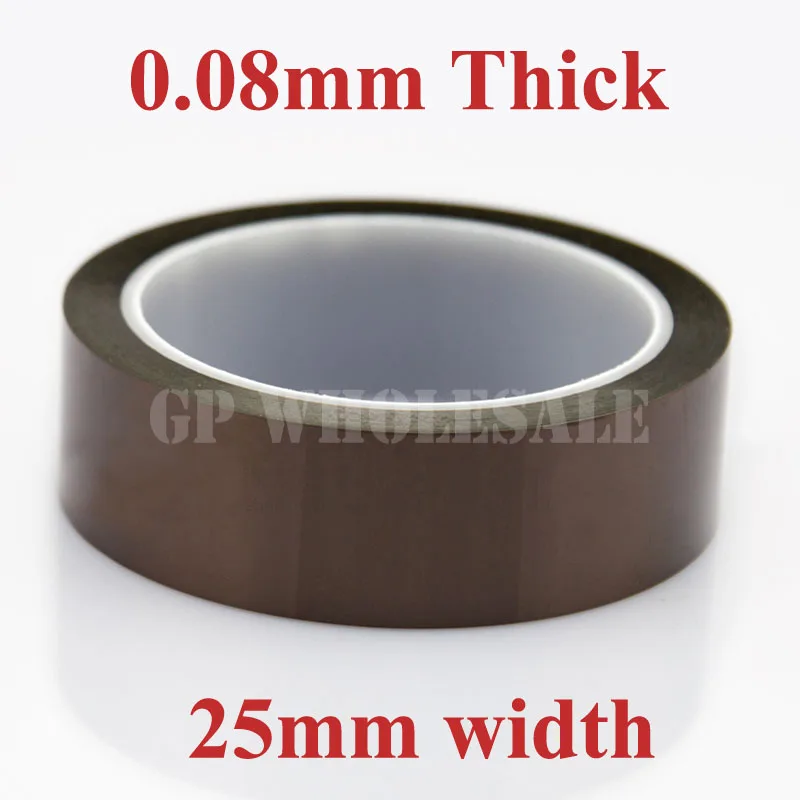 1x 25mm*33M*0.08mm (80um) Adhesive Polyimide Film Tape, High Hot Withstand Insulation for Transformer, Motor Wrap